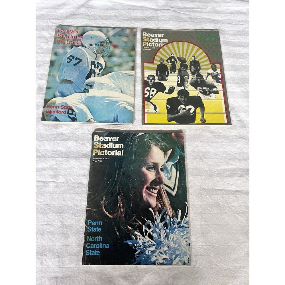 Vintage 1975 Penn State Football Program Lot of 3 Stanford Kentucky NC State